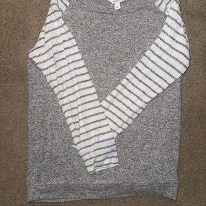 Market & Spruce Heather Gray and White Striped Sweater Extra Soft